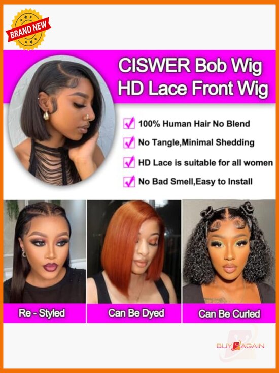 13x4 Lace Front Bob Wig Human Hair Straight Short Bob 180 Density 16 Inch main image 6
